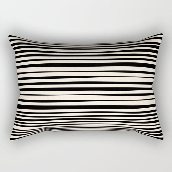 Natural Stripes Modern Minimalist Pattern in Black and Almond Cream  Rectangular Pillow Gallery Image 2
