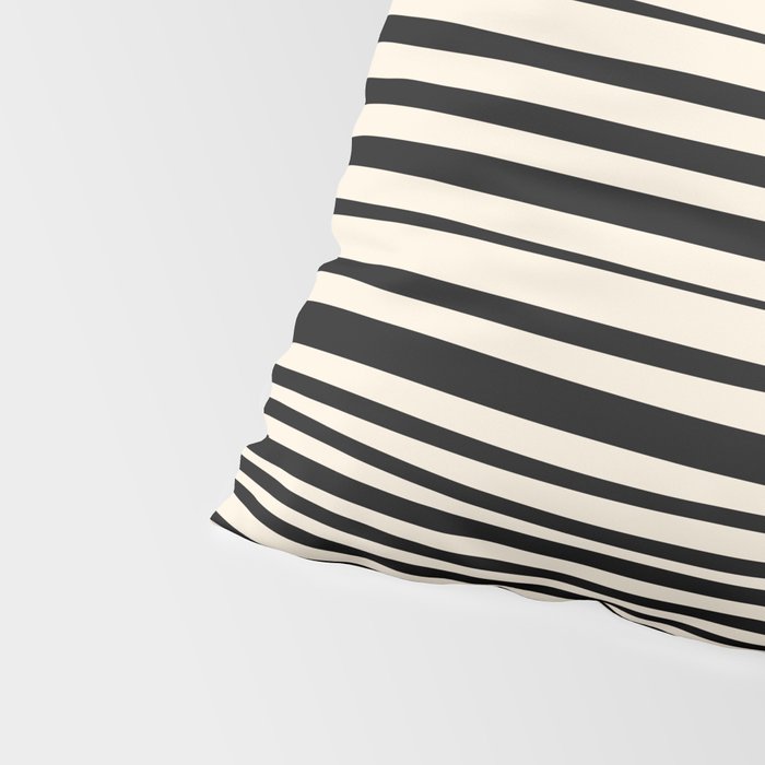 Natural Stripes Modern Minimalist Pattern in Black and Almond Cream  Pillow Sham Gallery Image 4