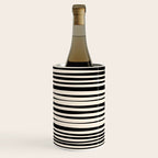 Natural Stripes Modern Minimalist Pattern in Black and Almond Cream  Wine Chiller Gallery Image 3