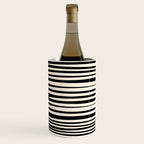 Natural Stripes Modern Minimalist Pattern in Black and Almond Cream  Wine Chiller Gallery Image 2