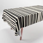Natural Stripes Modern Minimalist Pattern in Black and Almond Cream  Tablecloth Gallery Image 1