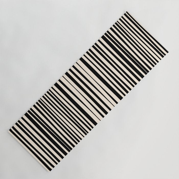 Natural Stripes Modern Minimalist Pattern in Black and Almond Cream  Yoga Mat Gallery Image 1