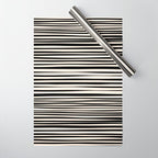 Natural Stripes Modern Minimalist Pattern in Black and Almond Cream  Wrapping Paper Gallery Image 1