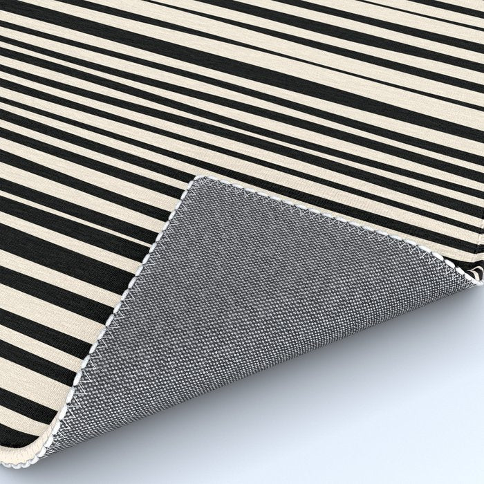 Natural Stripes Modern Minimalist Pattern in Black and Almond Cream  Rug Gallery Image 4