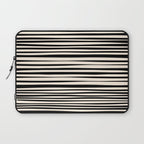 Natural Stripes Modern Minimalist Pattern in Black and Almond Cream  Laptop Sleeve Gallery Image 1
