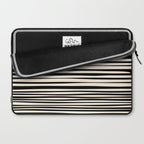 Natural Stripes Modern Minimalist Pattern in Black and Almond Cream  Laptop Sleeve Gallery Image 2