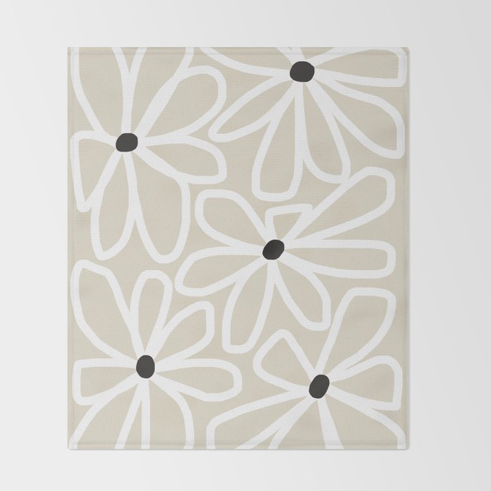 Daisy chain - neutral Throw Blanket Gallery Image 2