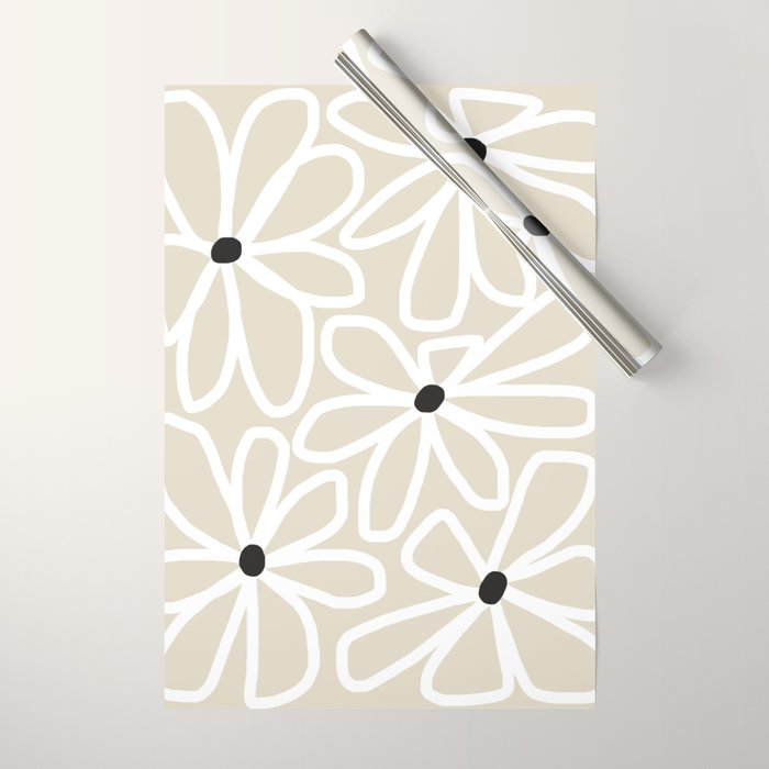 Daisy chain - neutral Wrapping Paper Gallery Image 1
