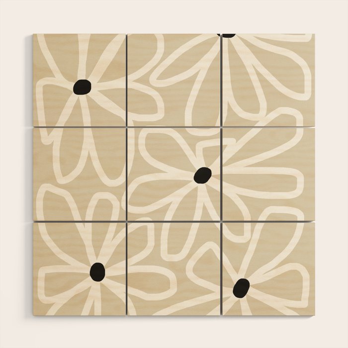 Daisy chain - neutral Wood Wall Art Gallery Image 1