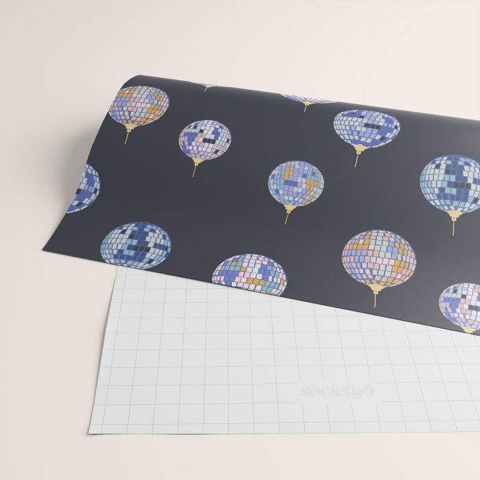 Disco balls party time pattern dark Wrapping Paper Gallery Image 2