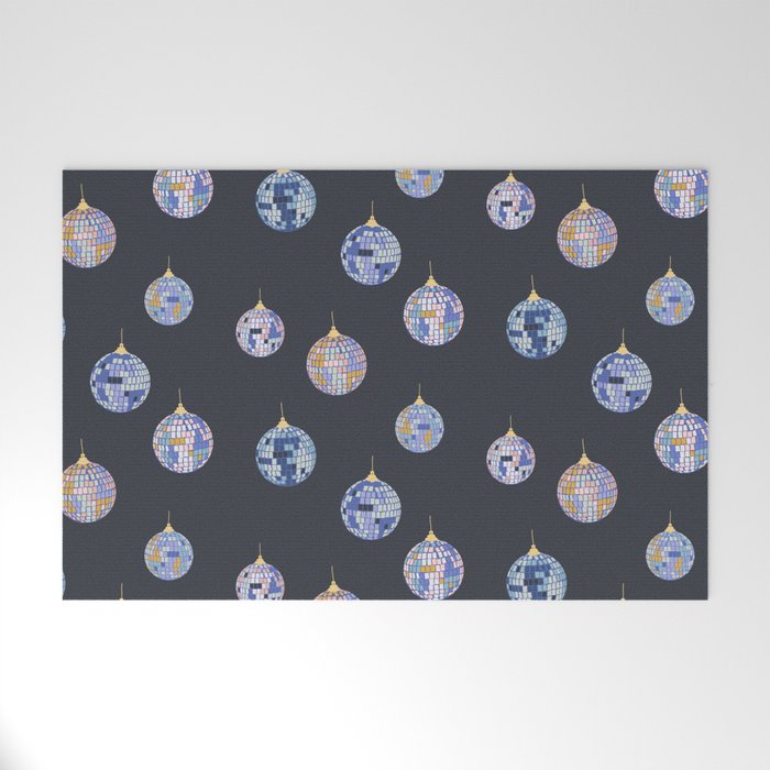 Disco balls party time pattern dark Welcome Mat Gallery Image 1