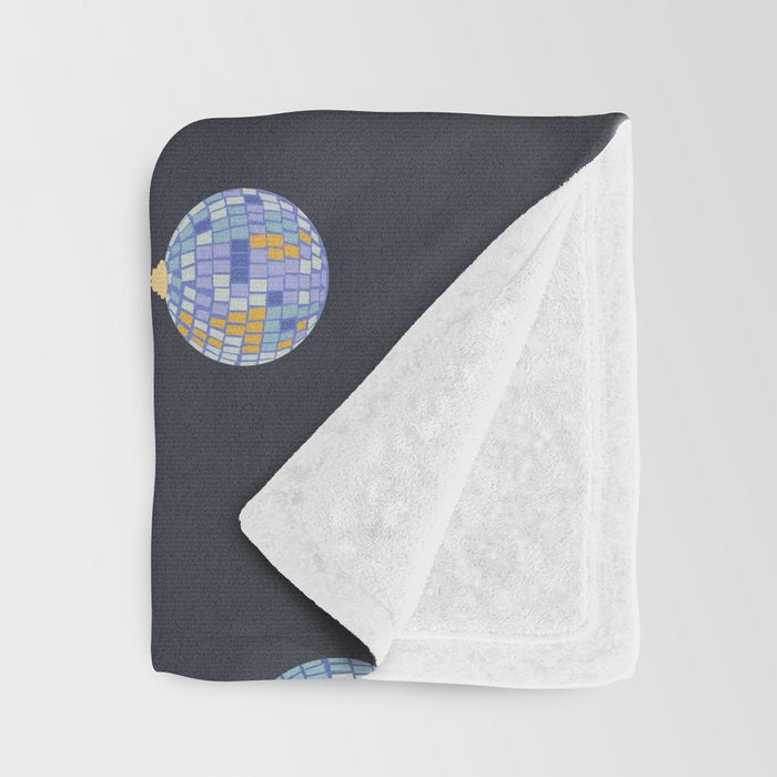 Disco balls party time pattern dark Throw Blanket Gallery Image 3