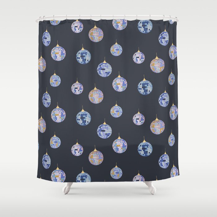 Disco balls party time pattern dark Shower Curtain Gallery Image 1