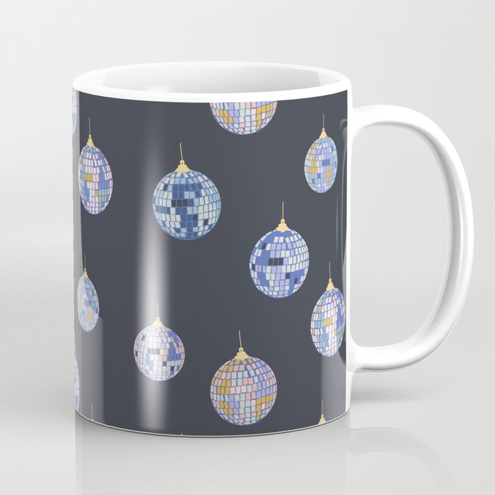 Disco balls party time pattern dark Coffee Mug Gallery Image 1