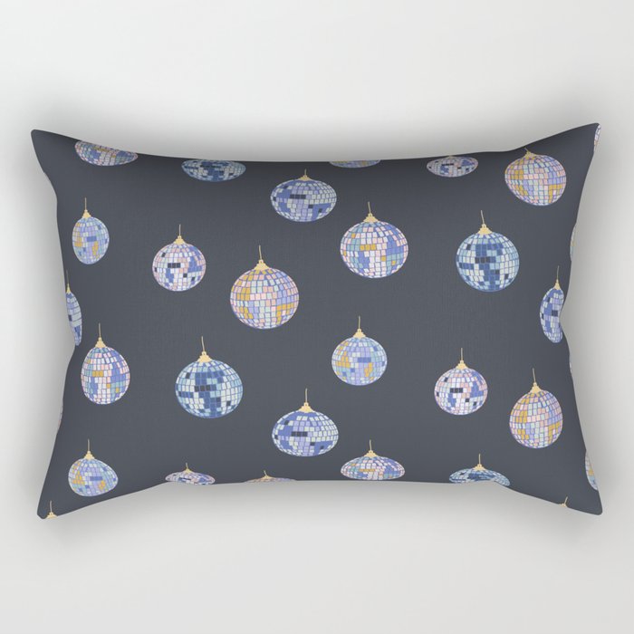 Disco balls party time pattern dark Rectangular Pillow Gallery Image 2