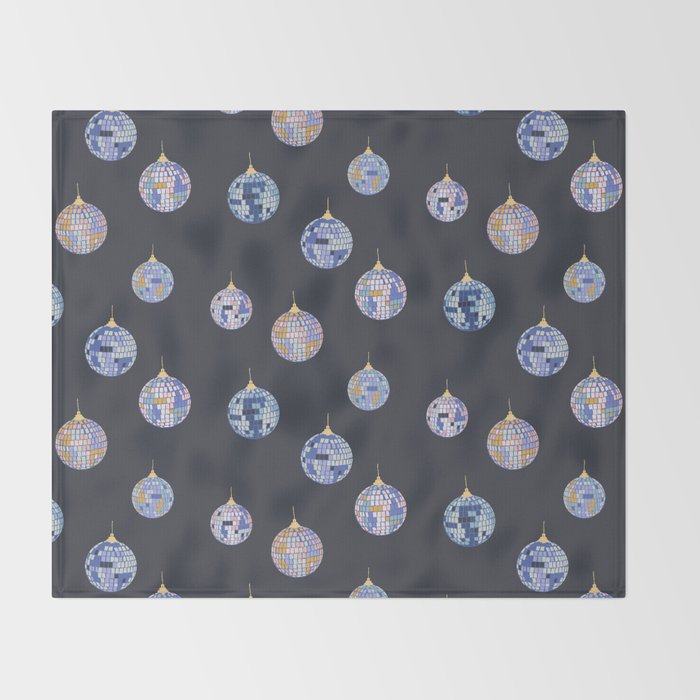 Disco balls party time pattern dark Throw Blanket Gallery Image 2
