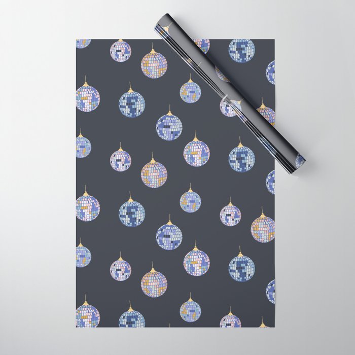 Disco balls party time pattern dark Wrapping Paper Gallery Image 1