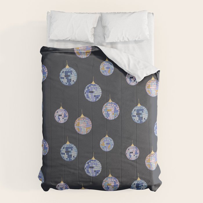 Disco balls party time pattern dark Comforter Gallery Image 6