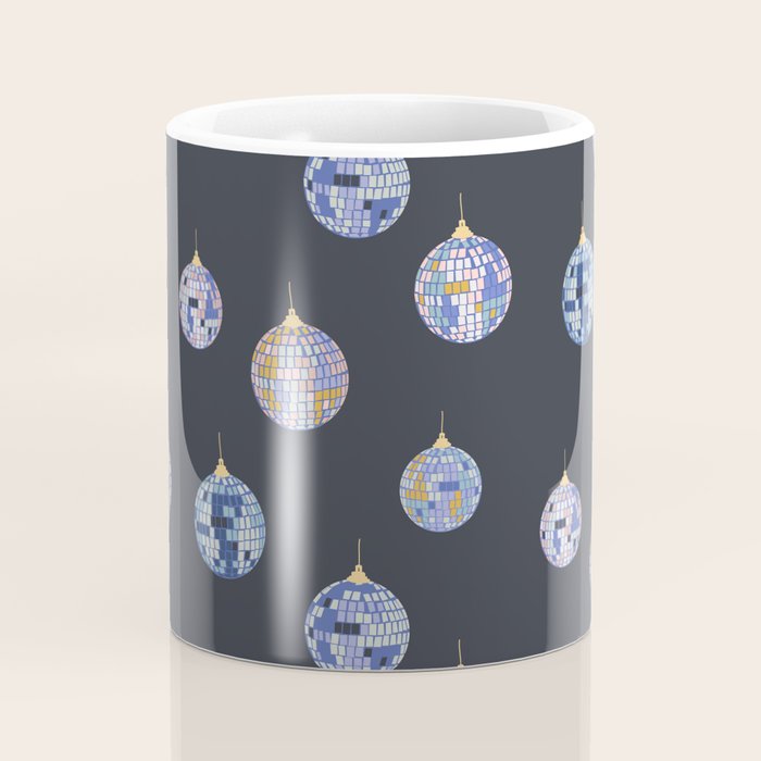 Disco balls party time pattern dark Coffee Mug Gallery Image 4