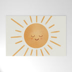 Peace Sun Face, Calm Happy Sunshine Watercolor Welcome Mat Gallery Image 1