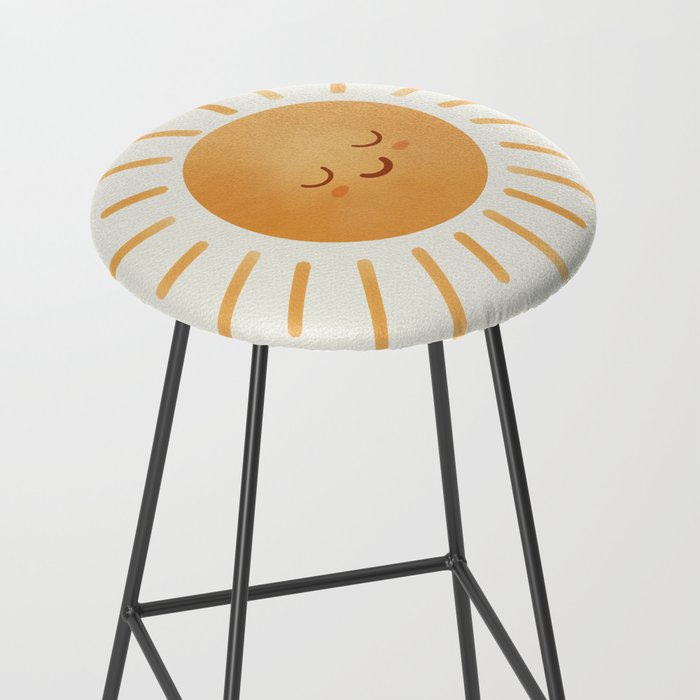Peace Sun Face, Calm Happy Sunshine Watercolor Stool Gallery Image 2