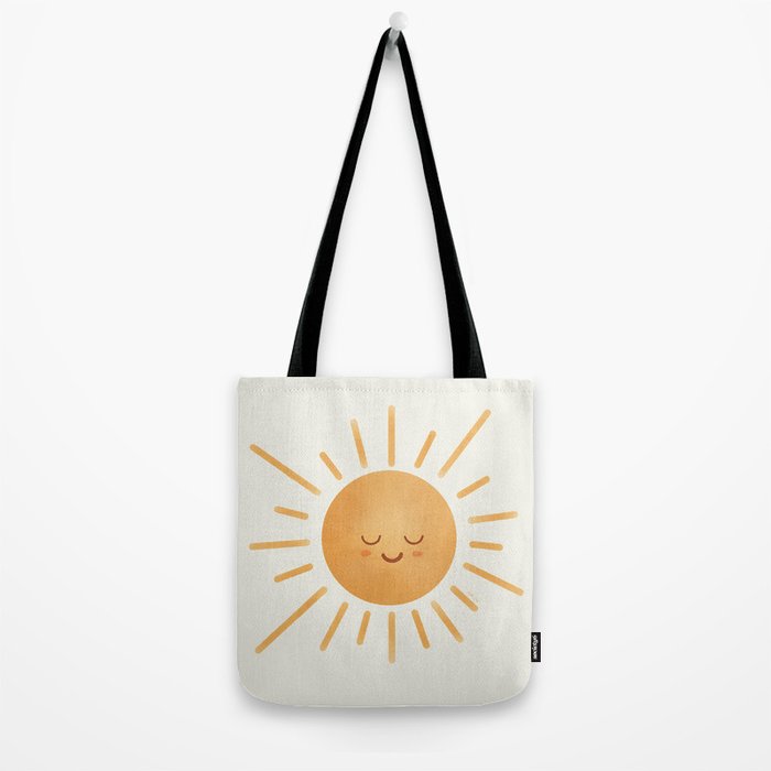 Peace Sun Face, Calm Happy Sunshine Watercolor Tote Bag Gallery Image 2