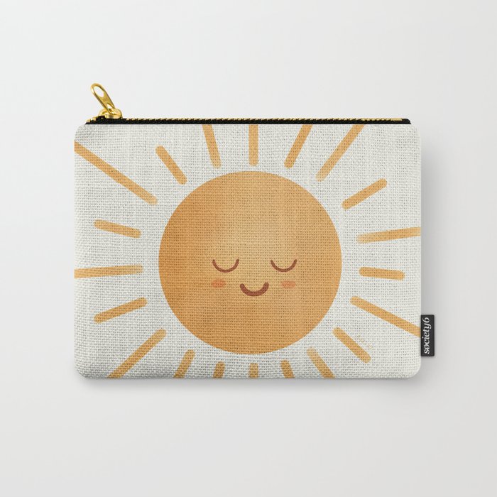 Peace Sun Face, Calm Happy Sunshine Watercolor Carry All Pouch Gallery Image 1