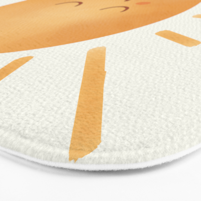 Peace Sun Face, Calm Happy Sunshine Watercolor Bath Mat Gallery Image 3