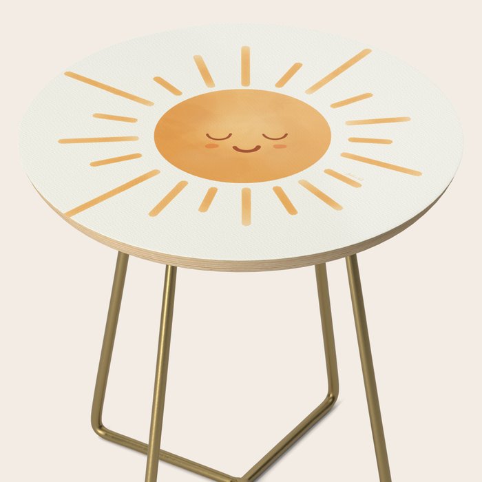 Peace Sun Face, Calm Happy Sunshine Watercolor Side Table Gallery Image 2