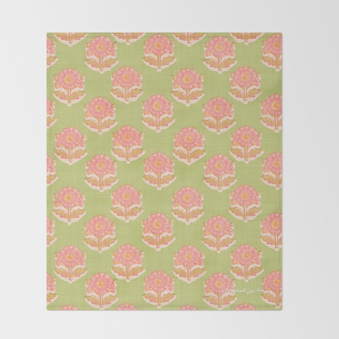 French Country Sunflower in Olive Throw Blanket Gallery Image 2