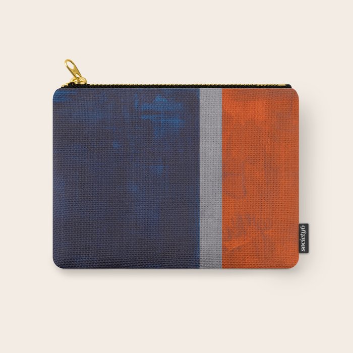Minimalist Mid Century Rothko Color Field Navy Blue Dark Orange Grey Accent Square Color Block Carry All Pouch Gallery Image 1