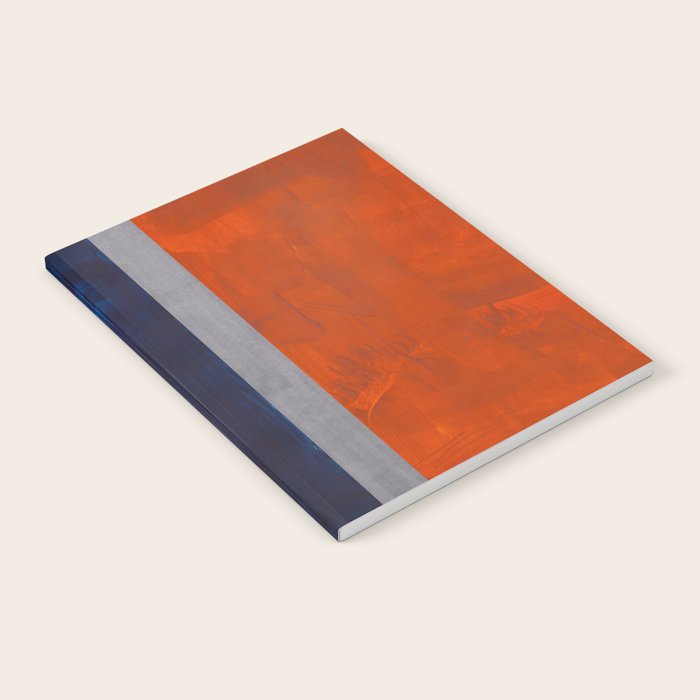 Minimalist Mid Century Rothko Color Field Navy Blue Dark Orange Grey Accent Square Color Block Notebook Gallery Image 2