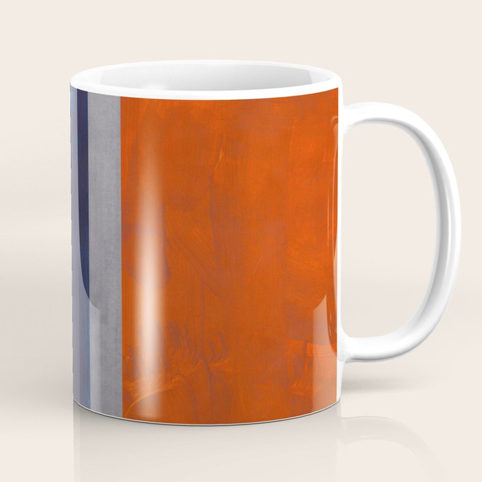 Minimalist Mid Century Rothko Color Field Navy Blue Dark Orange Grey Accent Square Color Block Coffee Mug Gallery Image 1