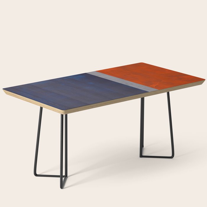 Minimalist Mid Century Rothko Color Field Navy Blue Dark Orange Grey Accent Square Color Block Coffee Table Gallery Image 1