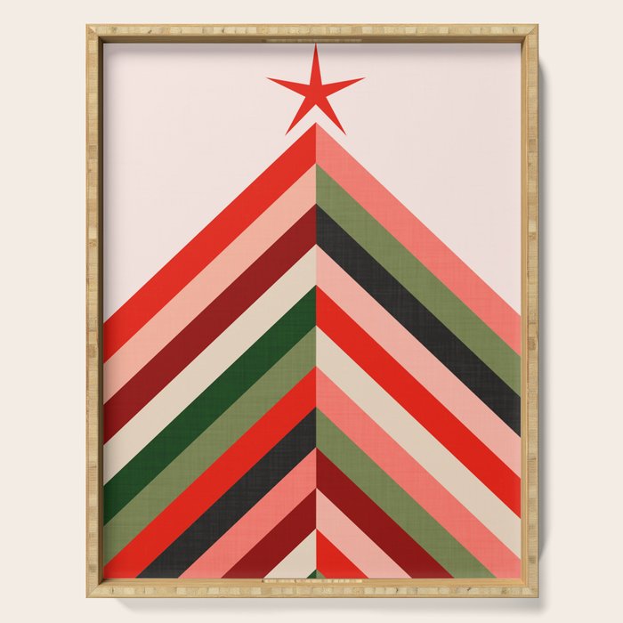 Chevron Christmas tree Serving Tray Gallery Image 1