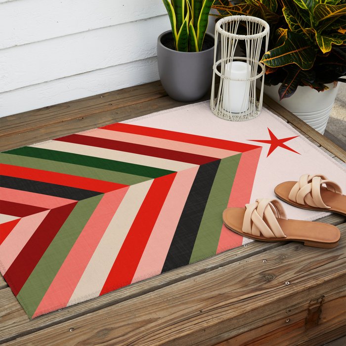 Chevron Christmas tree Outdoor Rug Gallery Image 2