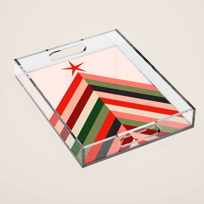 Chevron Christmas tree Acrylic Tray Gallery Image 1