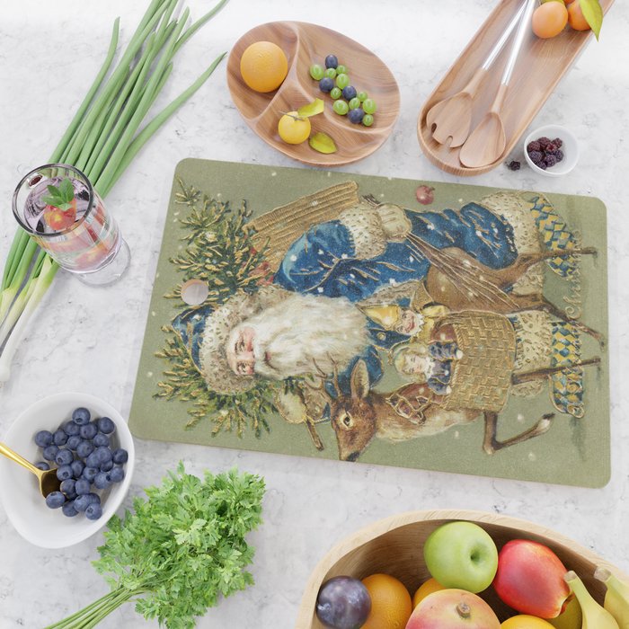 Vintage Christmas : Blue Cloaked Santa Claus Cutting Board Gallery Image 2