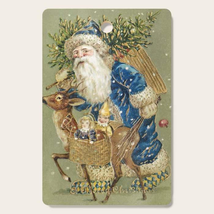 Vintage Christmas : Blue Cloaked Santa Claus Cutting Board Gallery Image 1