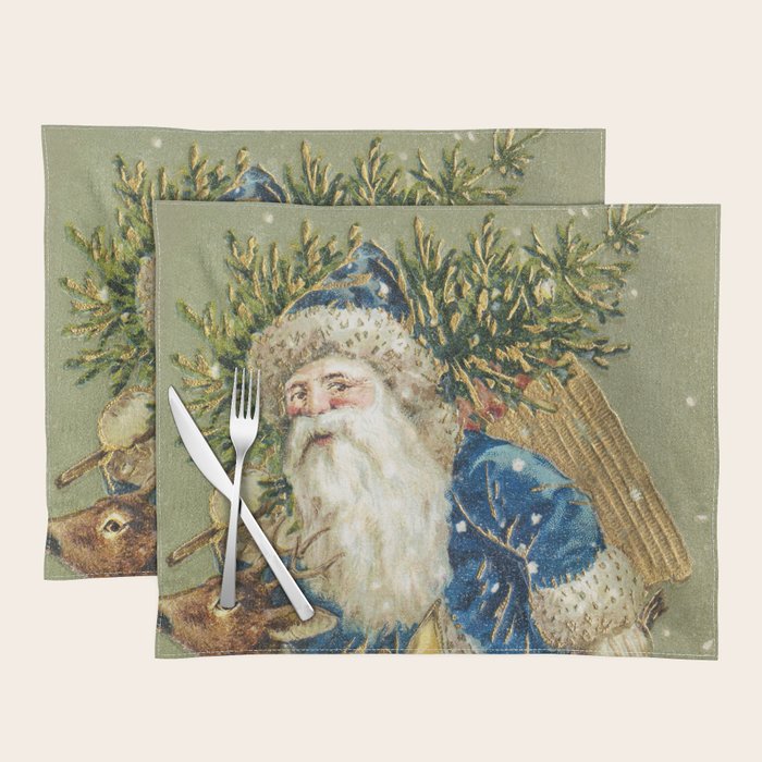 Vintage Christmas : Blue Cloaked Santa Claus Placemat Gallery Image 1
