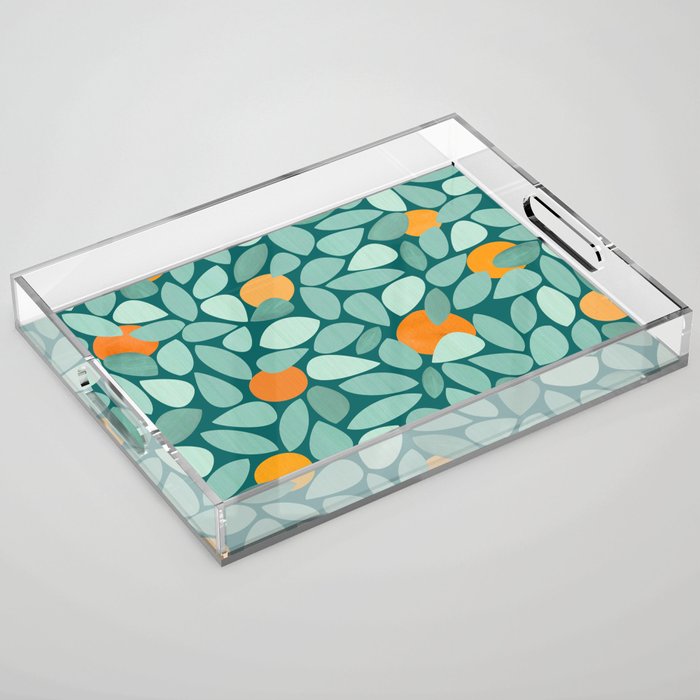 Sunny Orange Grove Abstract Pattern Acrylic Tray Gallery Image 1