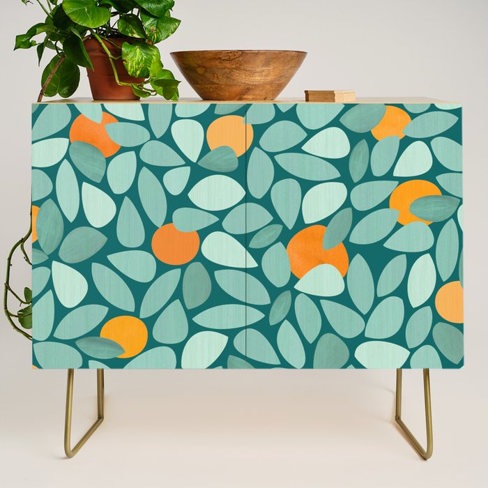 Sunny Orange Grove Abstract Pattern Credenza Gallery Image 1