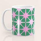 Festive Mid-Century Stars in Green & Pink Coffee Mug Gallery Image 3