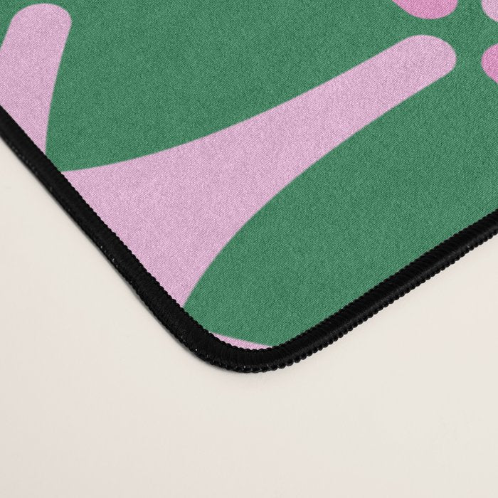 Festive Mid-Century Stars in Green & Pink Desk Mat Gallery Image 4
