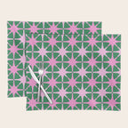 Festive Mid-Century Stars in Green & Pink Placemat Gallery Image 1