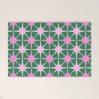 Festive Mid-Century Stars in Green & Pink Welcome Mat Gallery Image 1