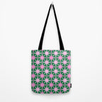 Festive Mid-Century Stars in Green & Pink Tote Bag Gallery Image 2