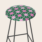 Festive Mid-Century Stars in Green & Pink Stool Gallery Image 2