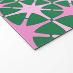 Festive Mid-Century Stars in Green & Pink Welcome Mat Gallery Image 2