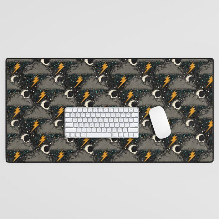 Stormy Night - Gray  Desk Mat Gallery Image 1
